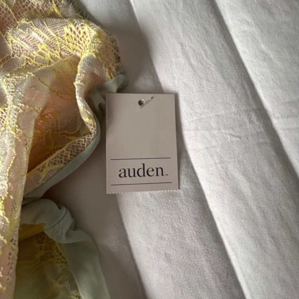Auden Women's Lace Bodysuit Pink Light Green Yellow Strappy Plunging Neck Size M - Picture 4 of 6